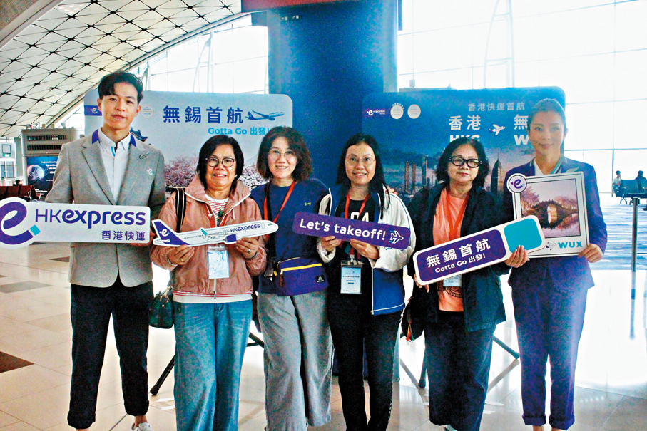 ●香港快運無錫航線於香港國際機場舉辦首航儀式。 香港文匯報記者李千尋  攝