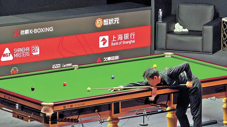 ●趙心童在比賽中。香港文匯報記者夏微  攝