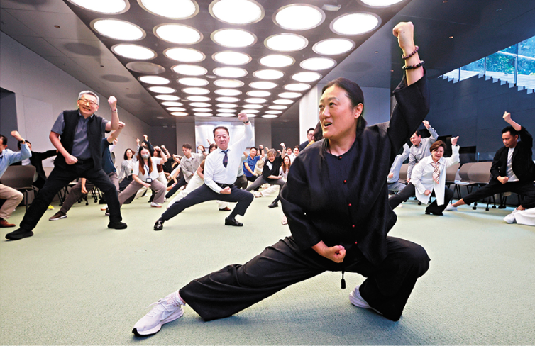 ●「太極養生推廣啟動禮」昨日舉行。 香港文匯報記者郭木又  攝