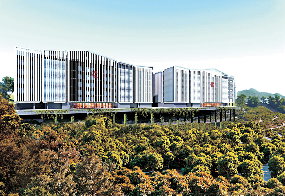 ●有議員建議北都區建「水電專供走廊」發展智算產業。圖為沙嶺數據園區智算中心模擬圖。 資料圖片