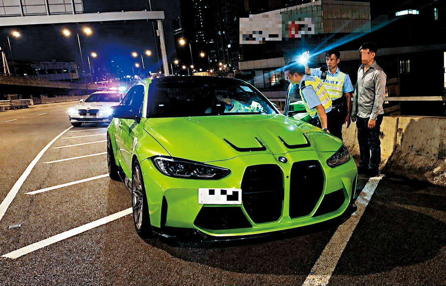 ●警務處交通部近日開始運用無人機執法，行動中截獲涉危險駕駛私家車。 警方圖片