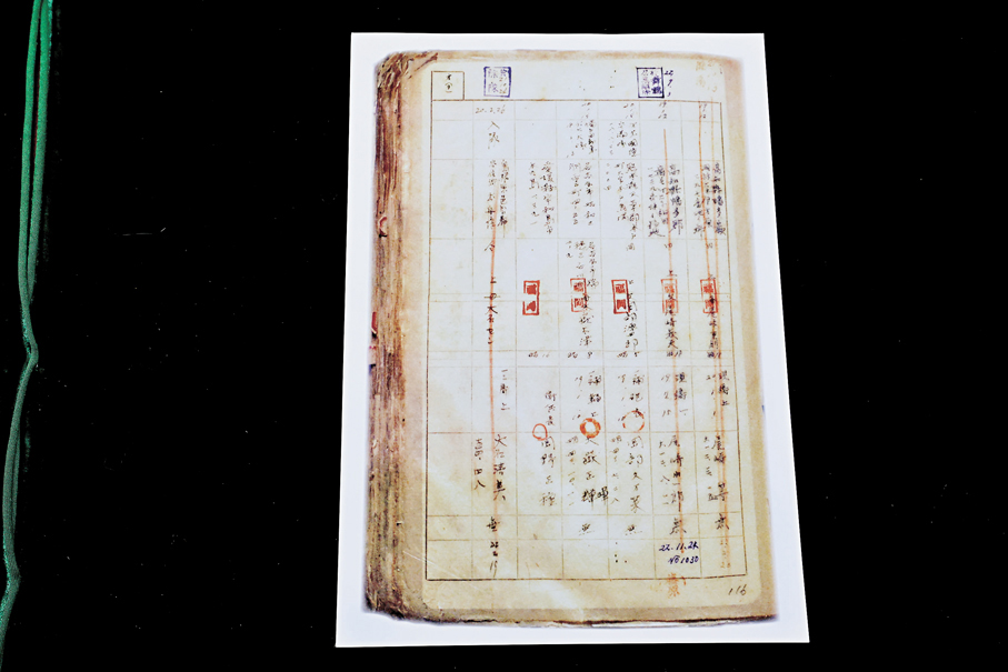 ●這是原731部隊海拉爾支隊《身上申告書》中，關於衞生兵谷崎等的紀錄（右起第一列）。 新華社