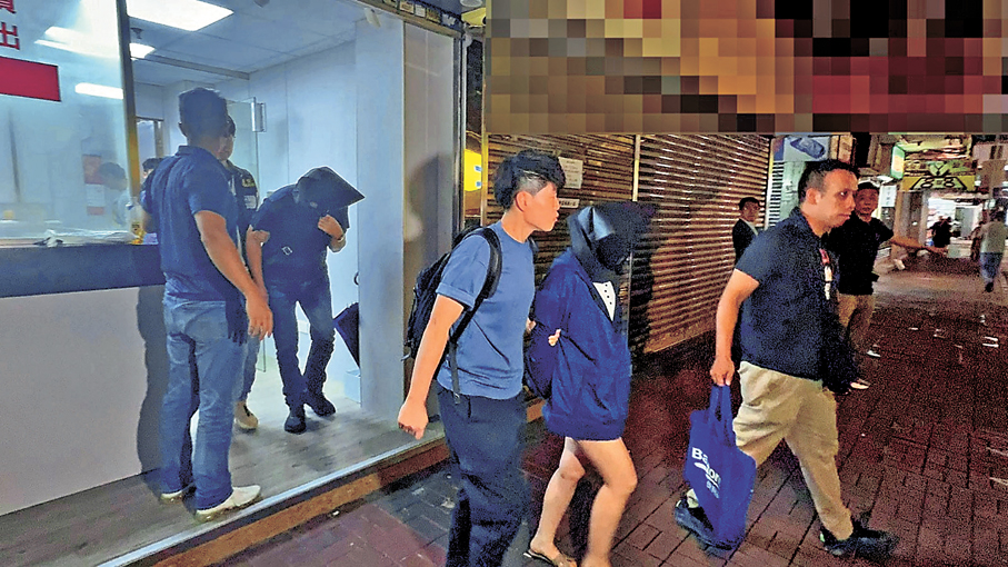 ●警方在「閃襲」行動中拘捕多人帶署扣查。
