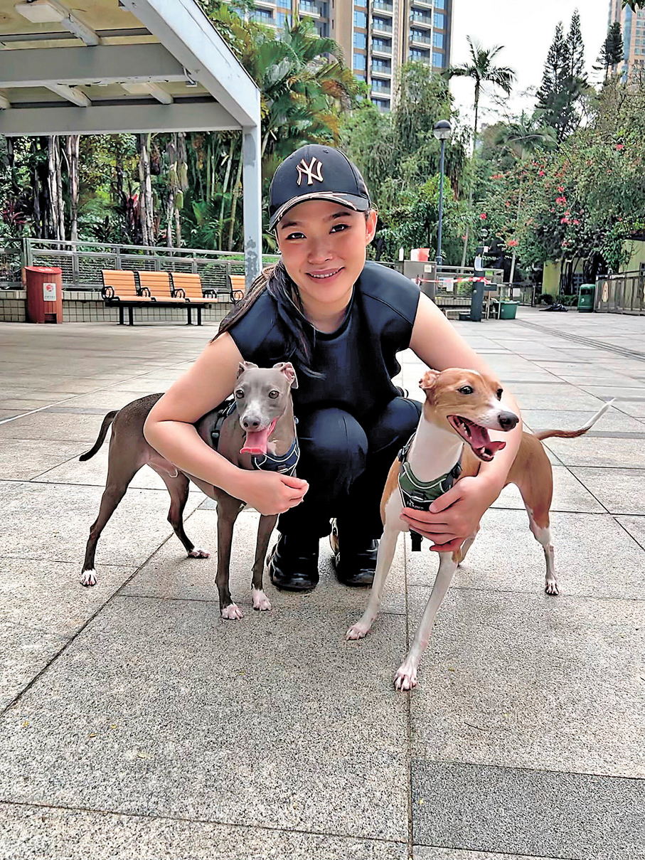 黃洛妍飼養了兩隻意大利靈緹犬，其中灰色的Casper確診癲癇症。