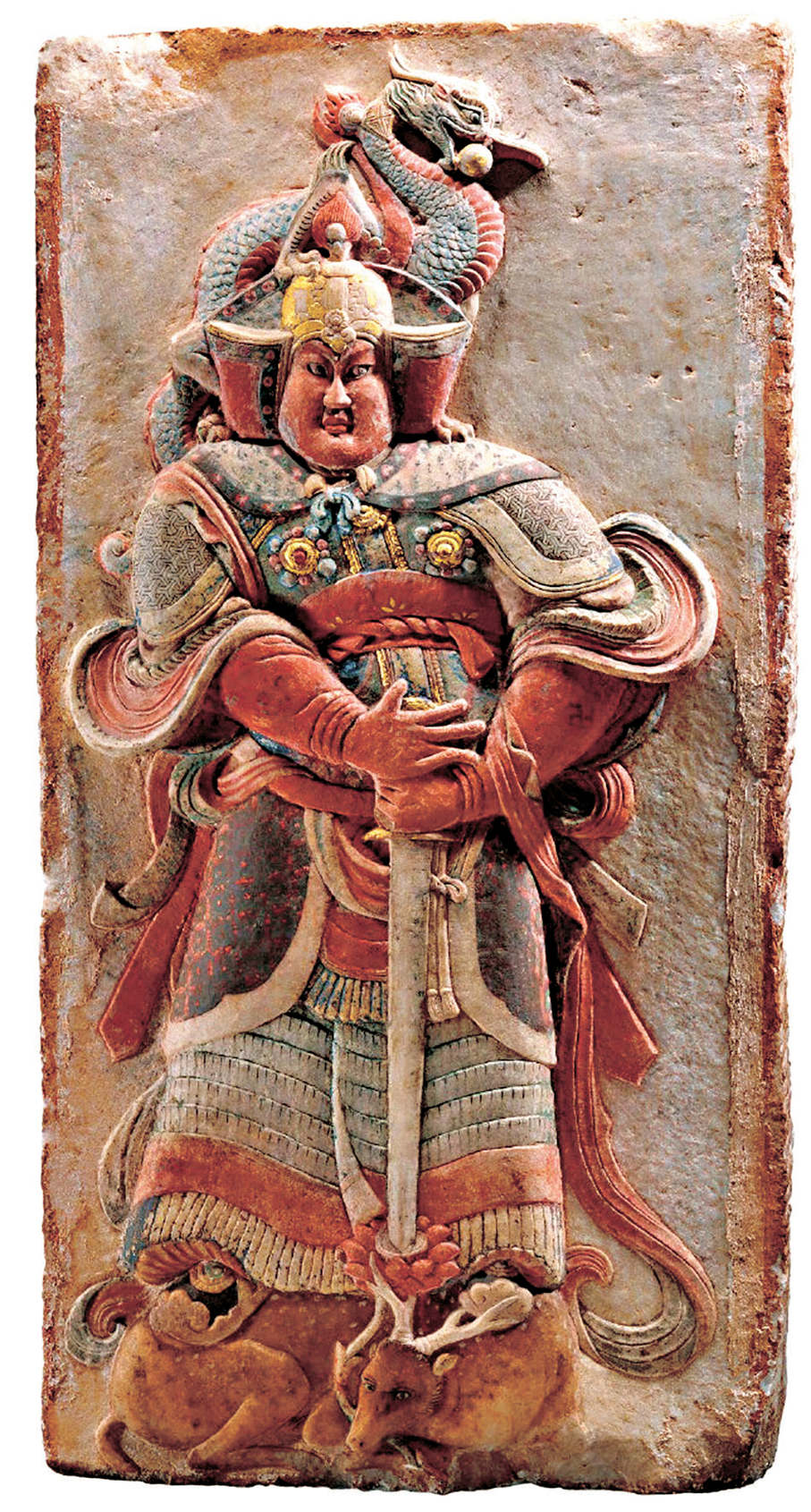 ●彩繪石雕武士俑（五代），中國國家博物館藏