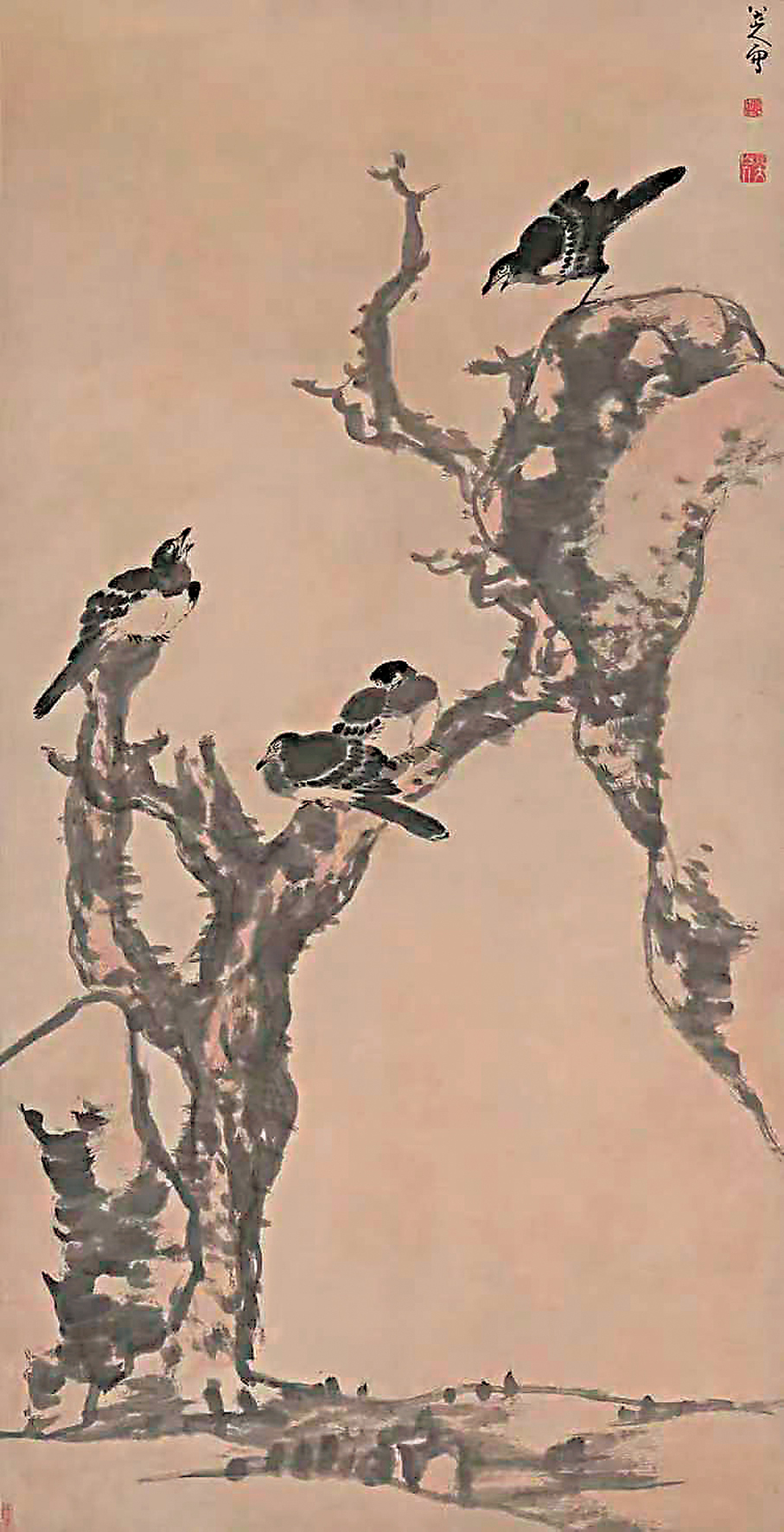 ●八大山人《枯木寒鴉圖軸》