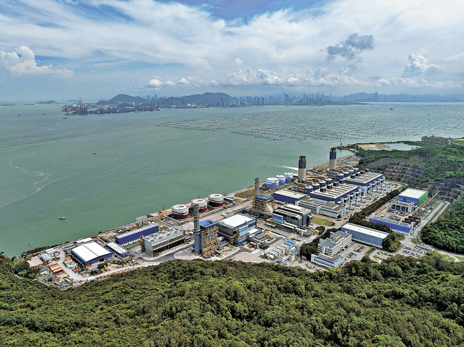 ●中電持續推動綠色電力，近期披露正在龍鼓灘發電廠進行氫氣混合天然氣發電試驗項目。 中電官網圖片