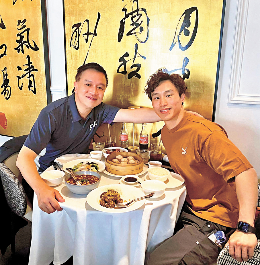●容樹恒的「同行」初心是與港將建立深厚友誼。圖為他與跳馬港將石偉雄在巴黎奧運期間飯聚。資料圖片