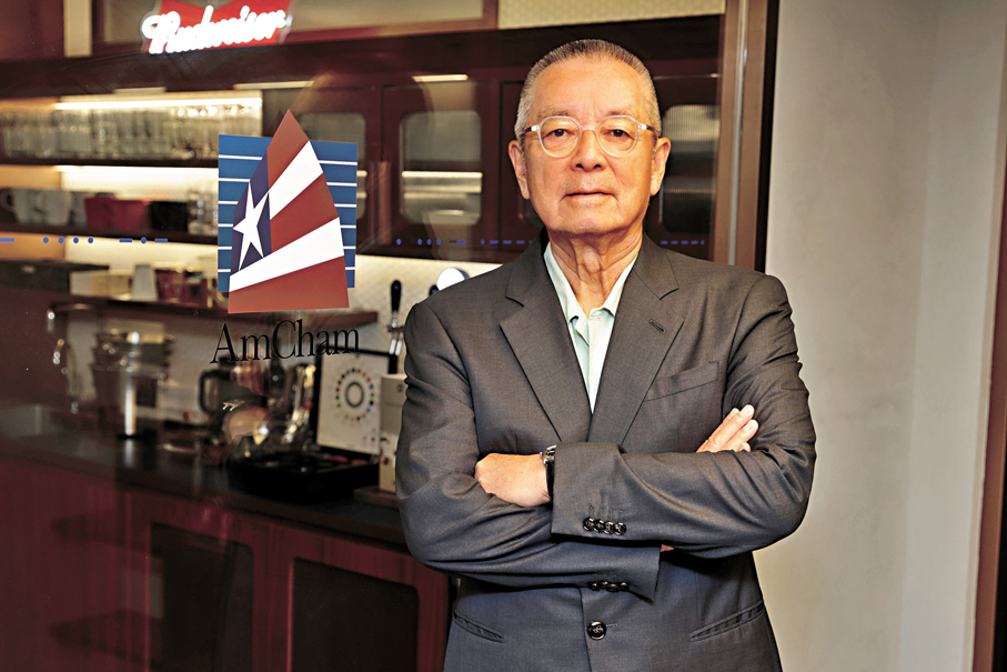 ●香港美國商會總裁翁以登以「商界看到曙光」來形容是次中美達成的成果共識。香港文匯報記者北山彥  攝