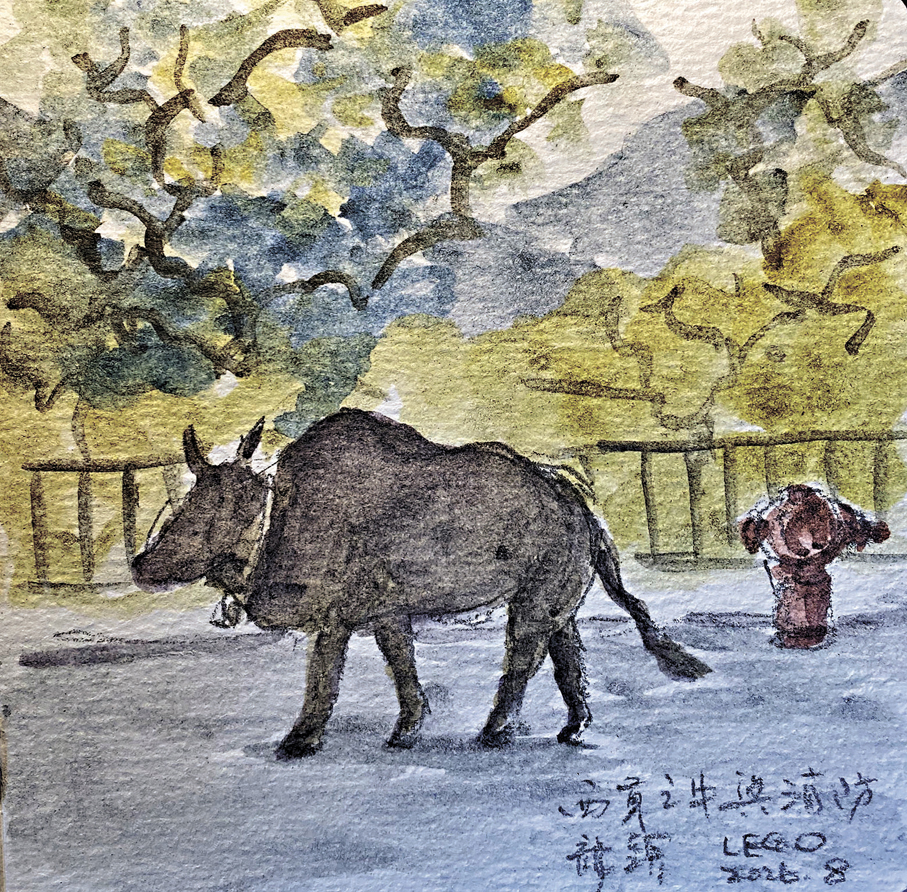 ●西貢之牛與消防龍頭。繪畫︰梁賀