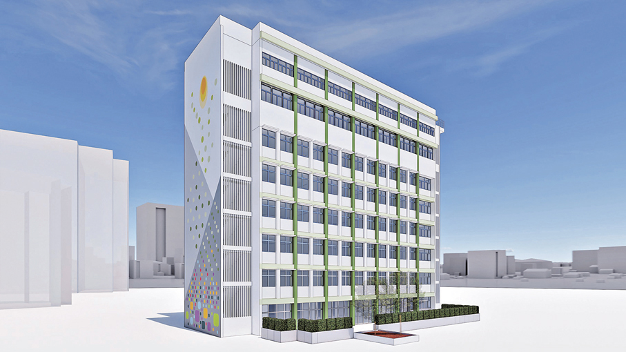 ●由校舍改建的觀塘順利邨道簡約公屋項目構思圖。 政府新聞處