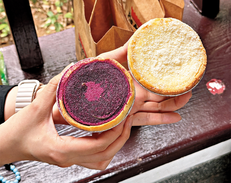 Pie & Tart 紫薯撻和芝士鮮奶撻（右）。